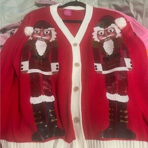 QUEEN OF SPARKLES Red Nutcracker Cardigan